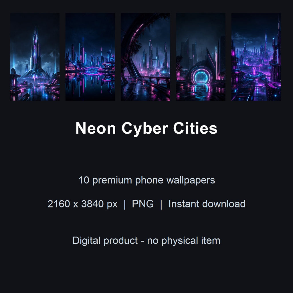 Neon Cyber Cities – 10 Premium Phone Wallpapers