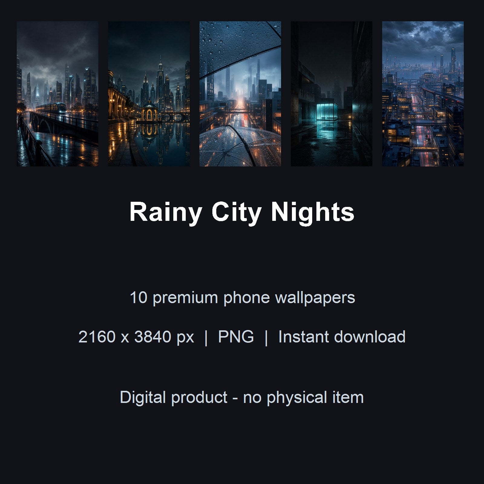 Rainy City Nights – 10 Premium Phone Wallpapers