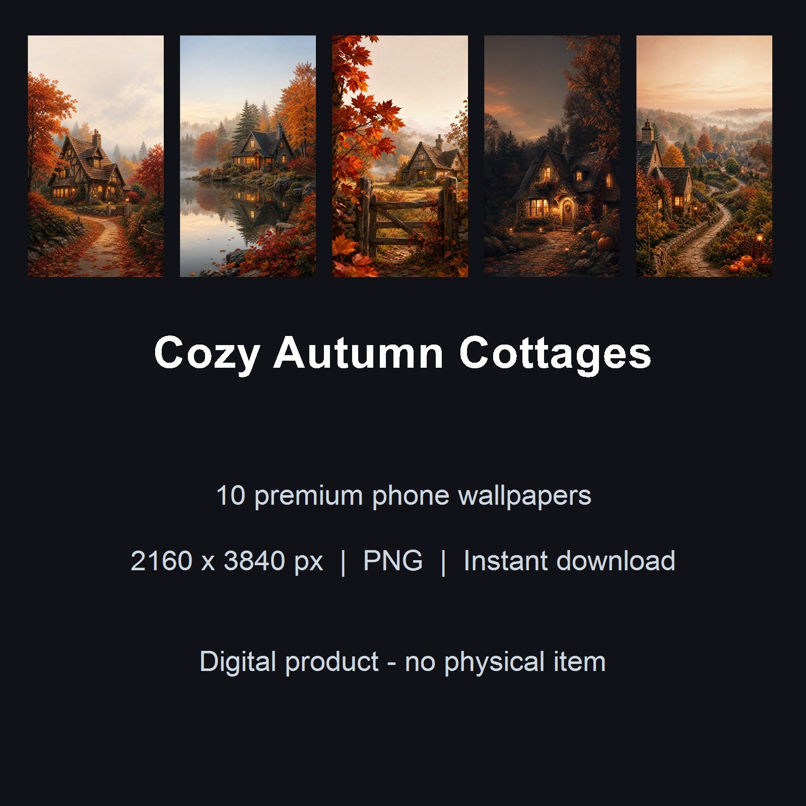 Cozy Autumn Cottages – 10 Premium Phone Wallpapers