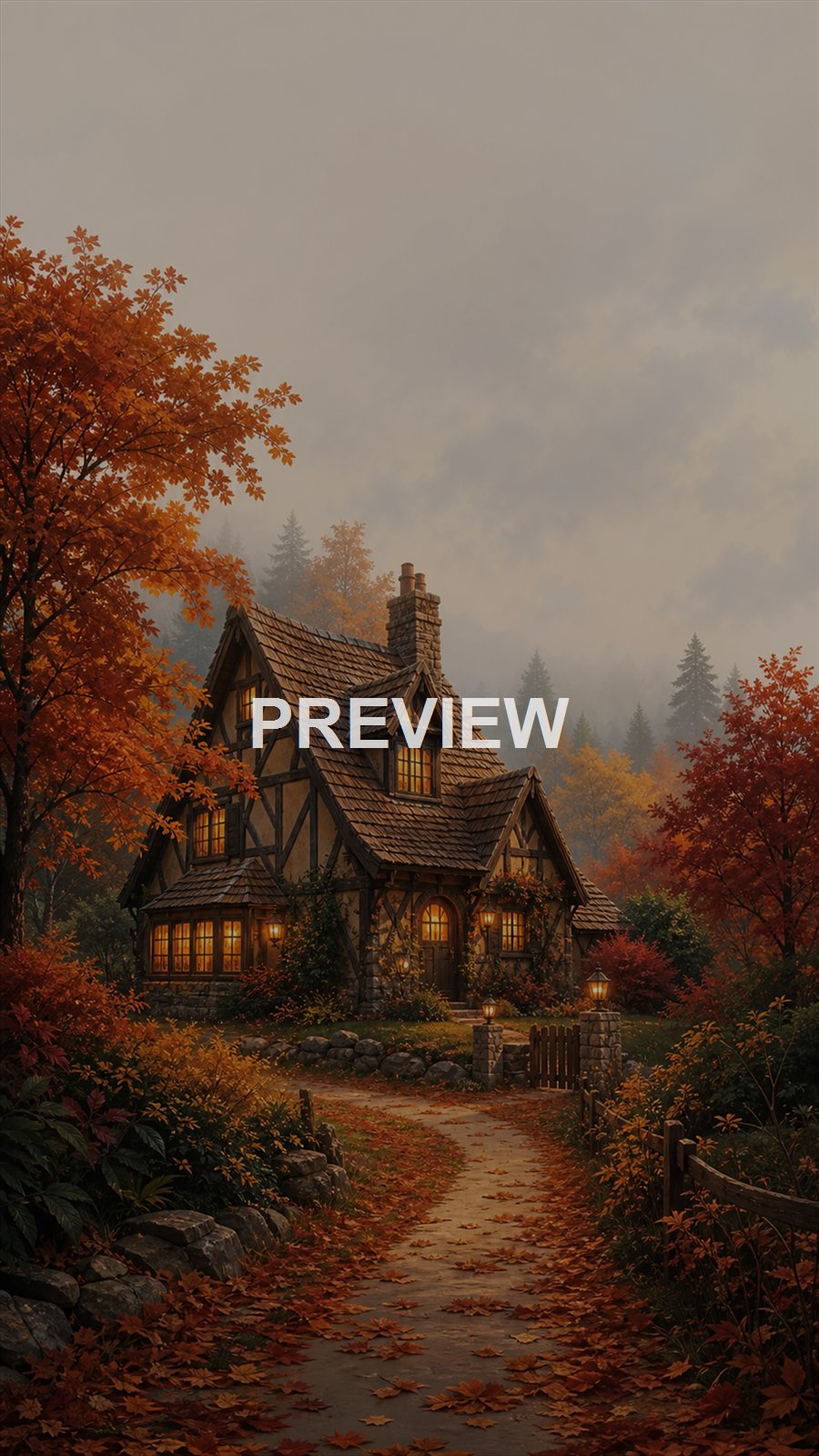 Cozy Autumn Cottages – 10 Premium Phone Wallpapers