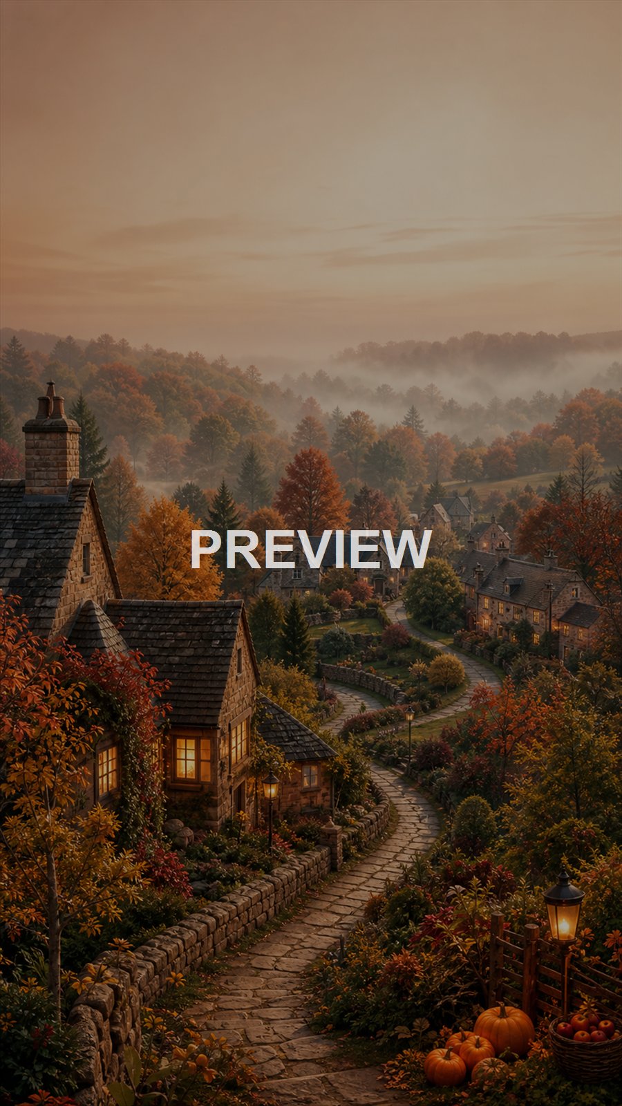 Cozy Autumn Cottages – 10 Premium Phone Wallpapers