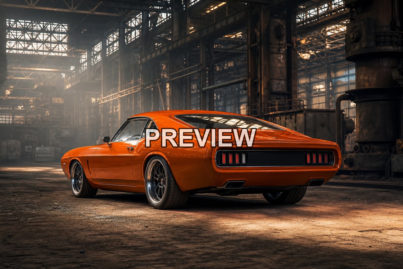 Muscle Cars in Industrial Halls – 10 Desktop & Phone Wallpaper Bundle – preview 2