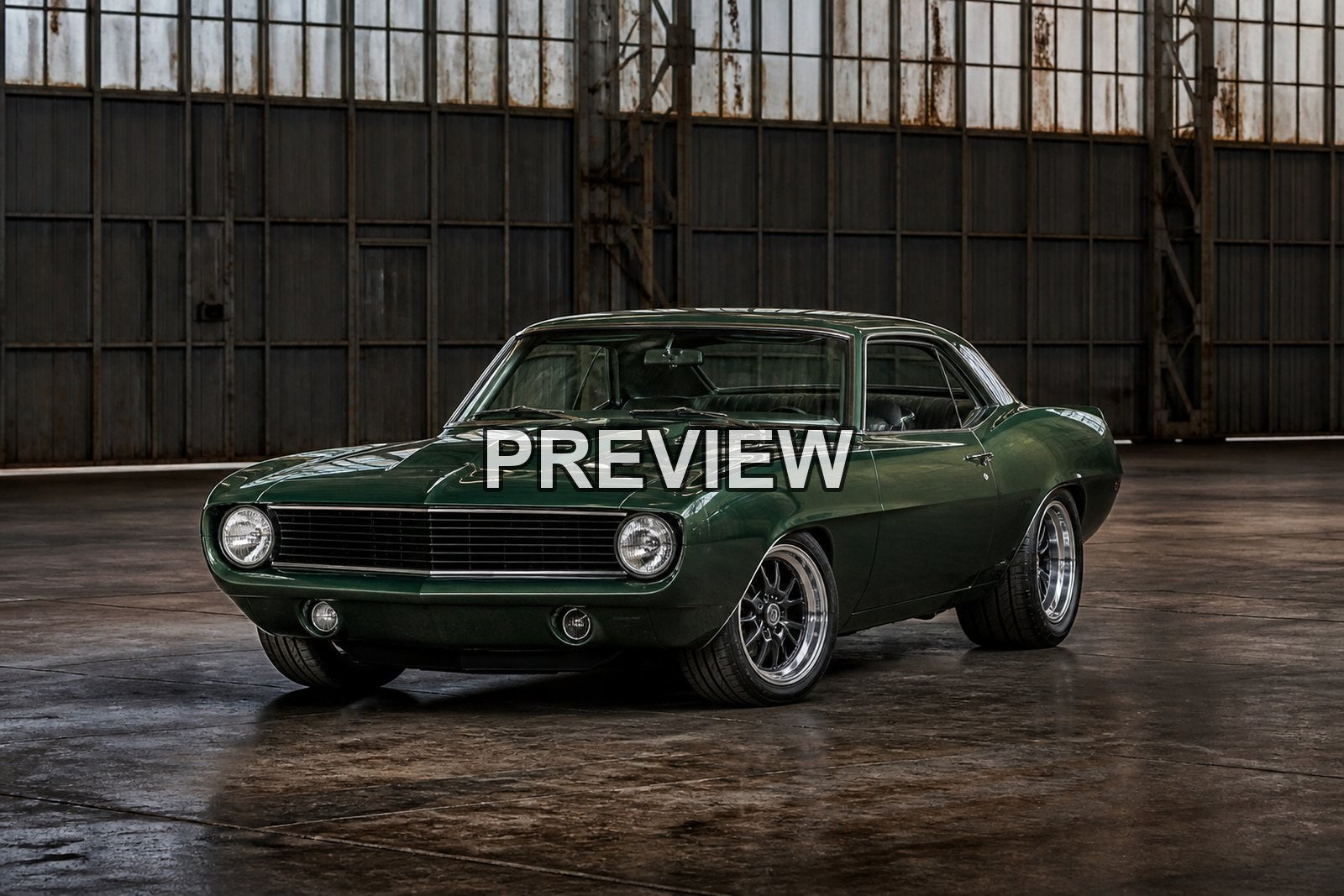 Muscle Cars in Industrial Halls – 10 Desktop & Phone Wallpaper Bundle – preview 4