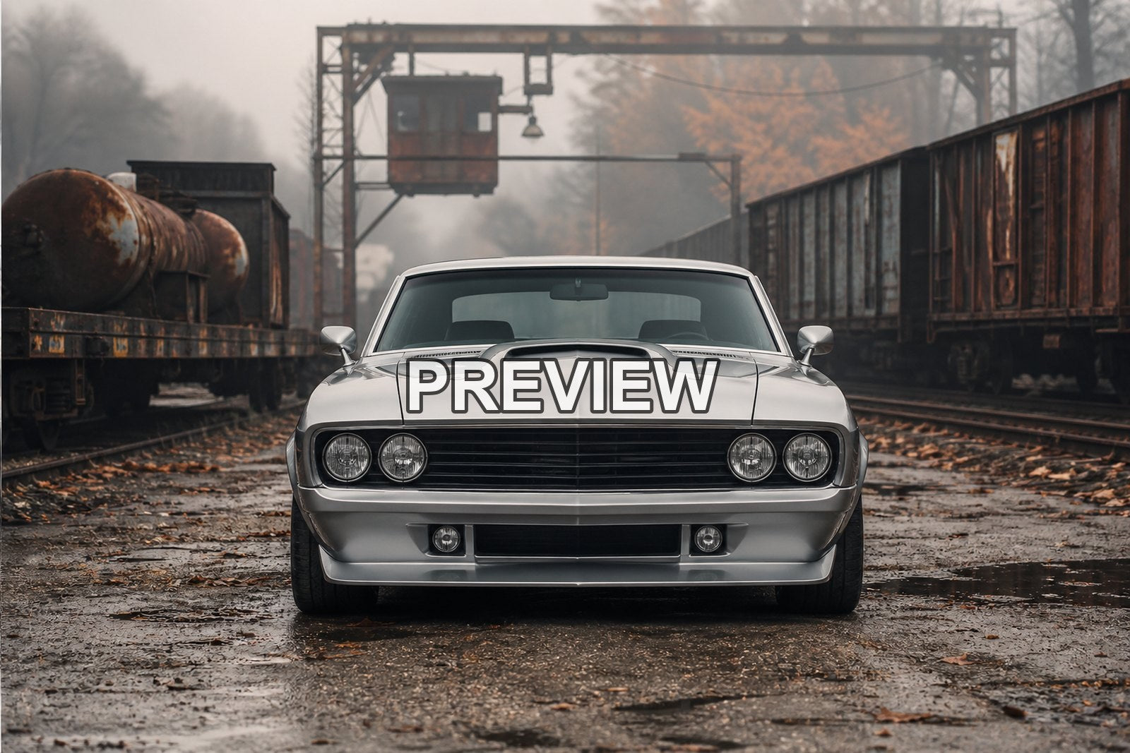 Muscle Cars in Industrial Halls – 10 Desktop & Phone Wallpaper Bundle – preview 5