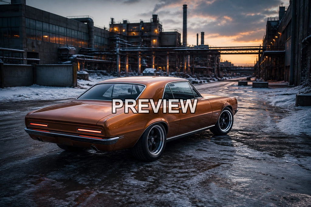 Muscle Cars in Industrial Halls – 10 Desktop & Phone Wallpaper Bundle – preview 9