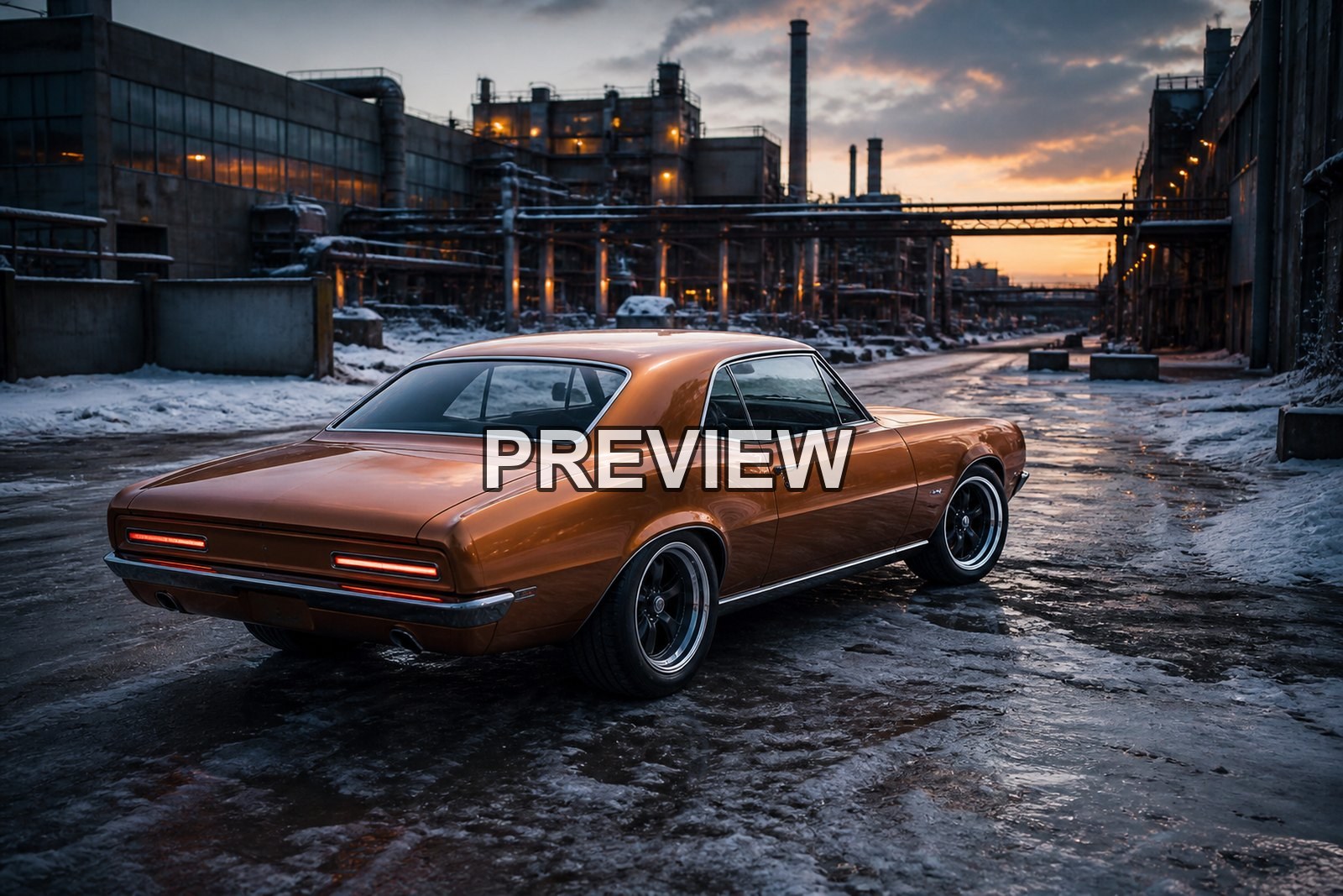 Muscle Cars in Industrial Halls – 10 Desktop & Phone Wallpaper Bundle – preview 9
