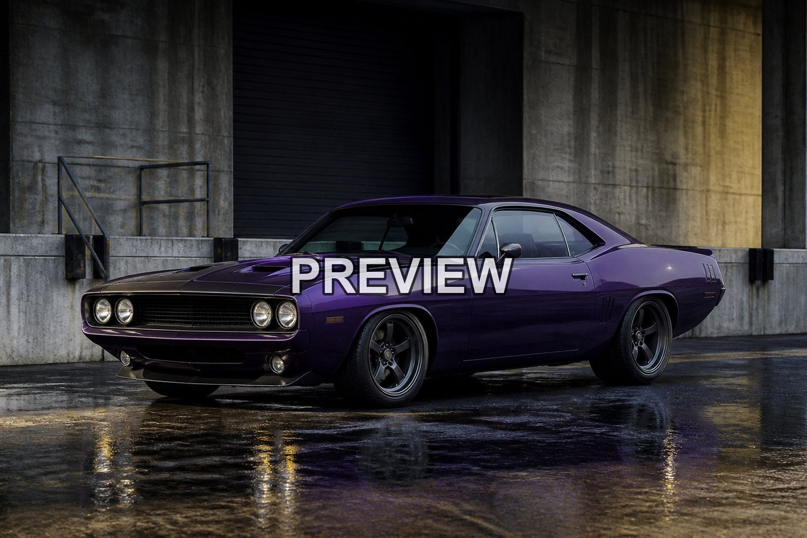 Muscle Cars in Industrial Halls – 10 Desktop & Phone Wallpaper Bundle – preview 10