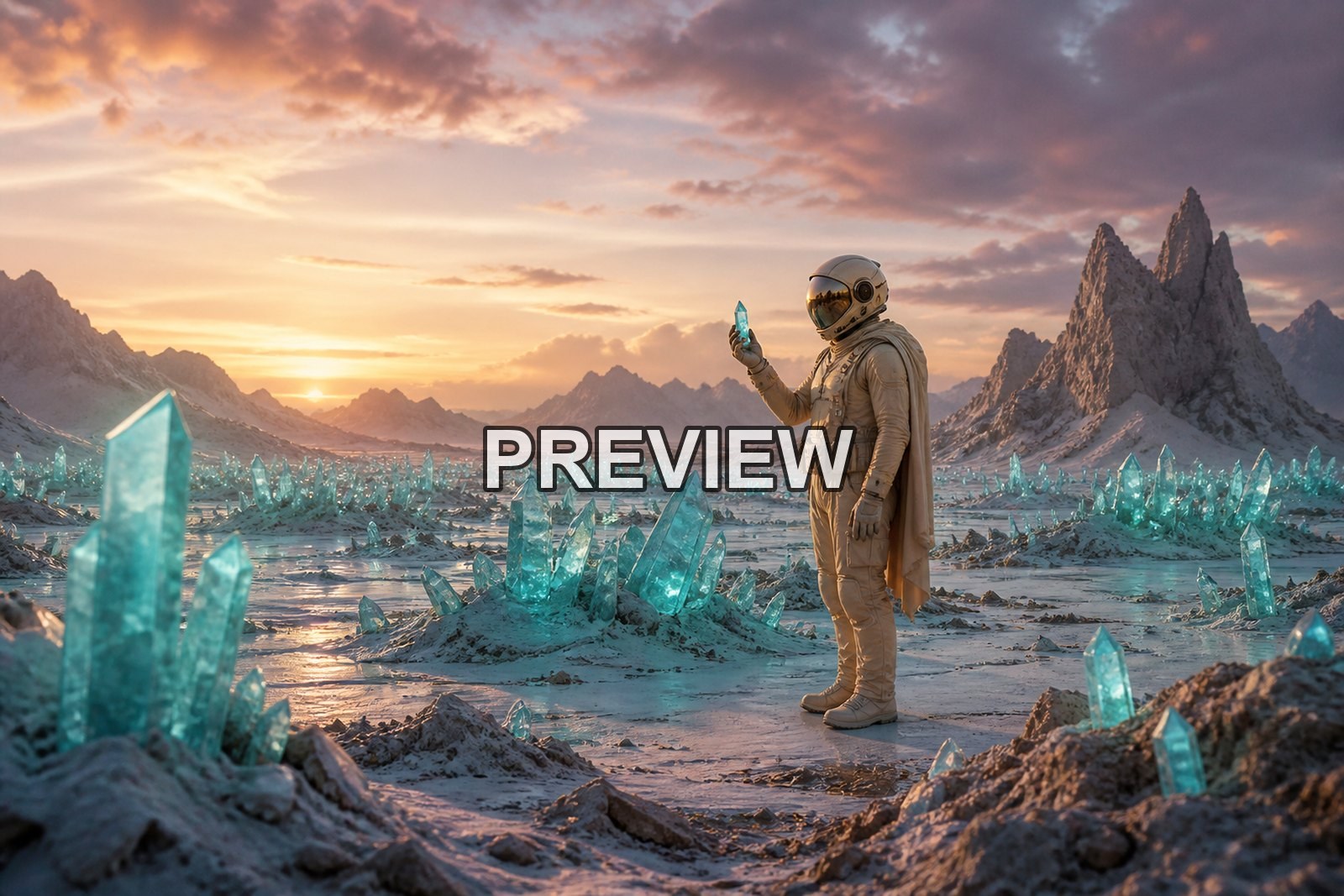 Astronauts on Fictional Planets – 10 Desktop & Phone Wallpaper Bundle – preview 2