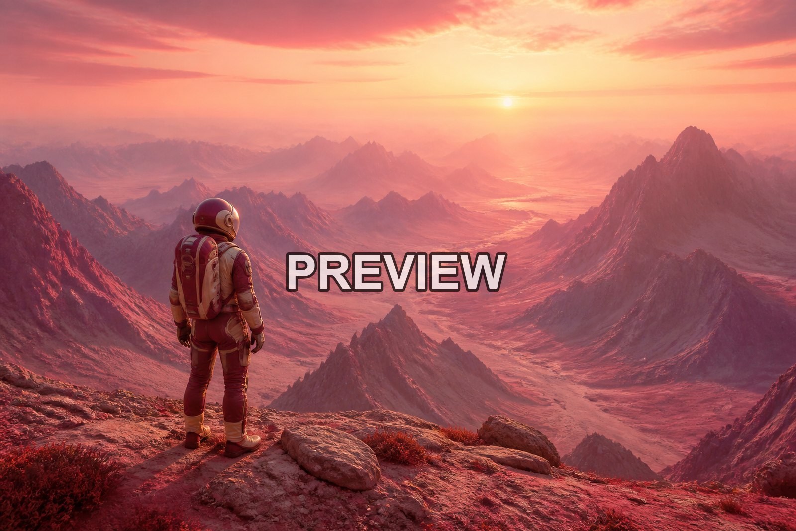Astronauts on Fictional Planets – 10 Desktop & Phone Wallpaper Bundle – preview 10