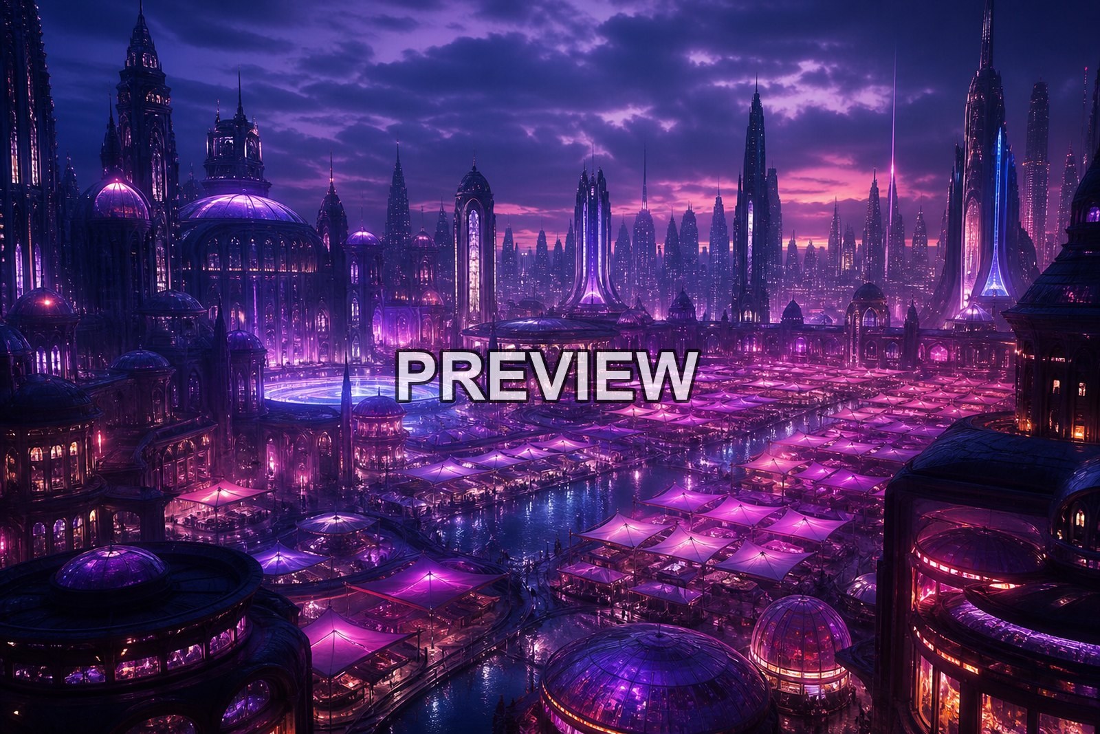 Futuristic Neon Cities – 10 Desktop & Phone Wallpaper Bundle – preview 2