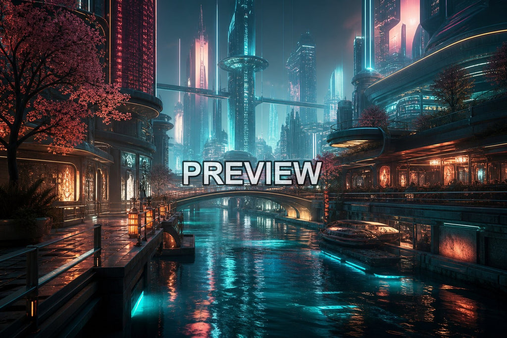 Futuristic Neon Cities – 10 Desktop & Phone Wallpaper Bundle – preview 3