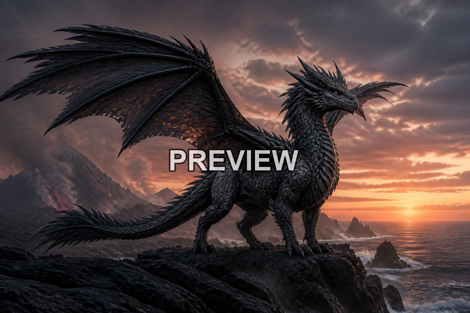 Dragons in Epic Landscapes – 10 Desktop & Phone Wallpaper Bundle – preview 4