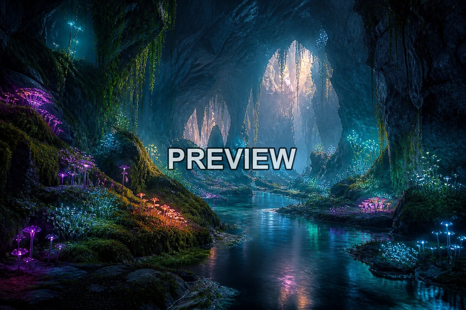 Mystical Forests with Glowing Plants – 10 Desktop & Phone Wallpaper Bundle – preview 10