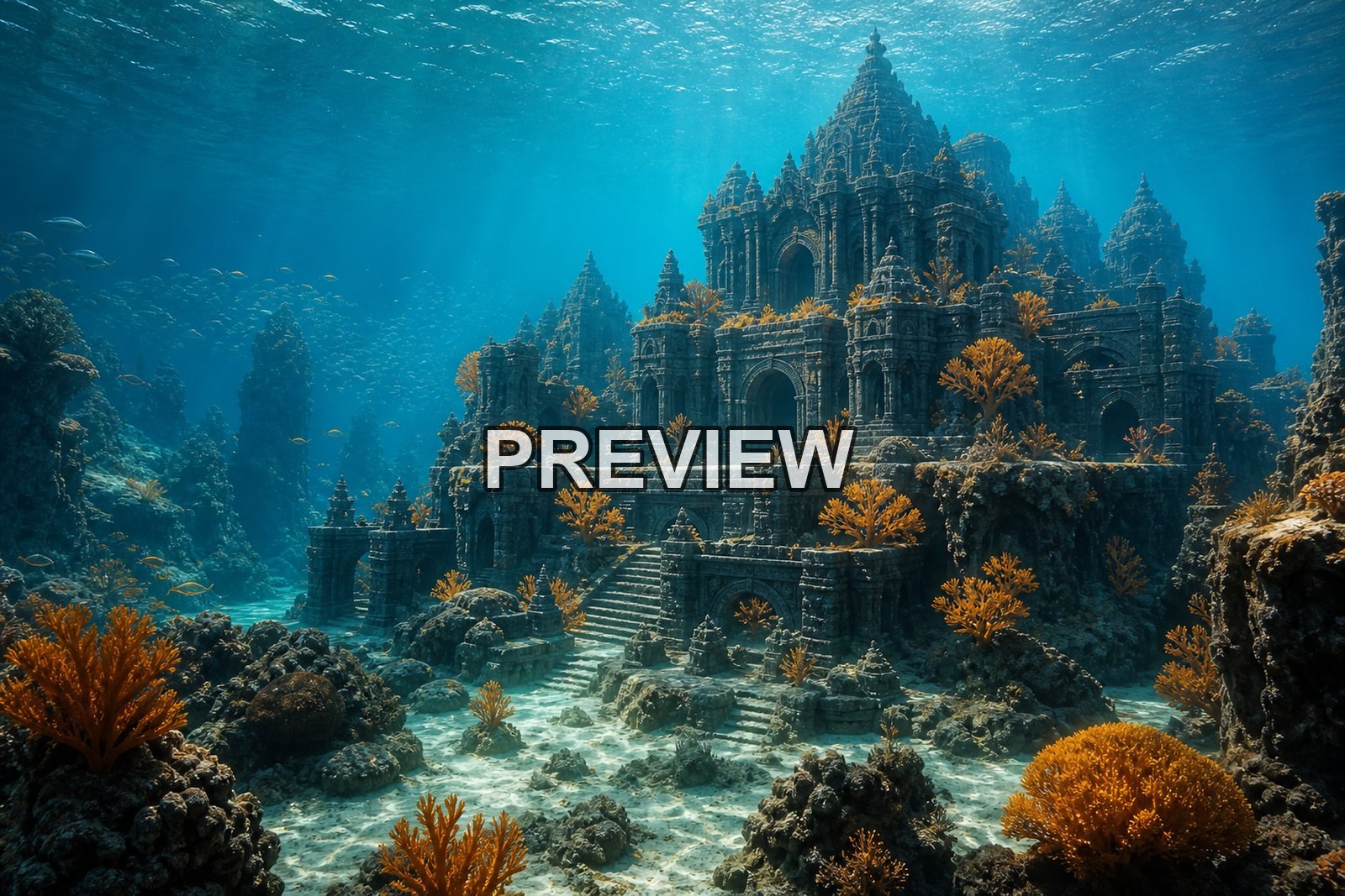Underwater Worlds and Sunken Temples – 10 Desktop & Phone Wallpaper Bundle – preview 4