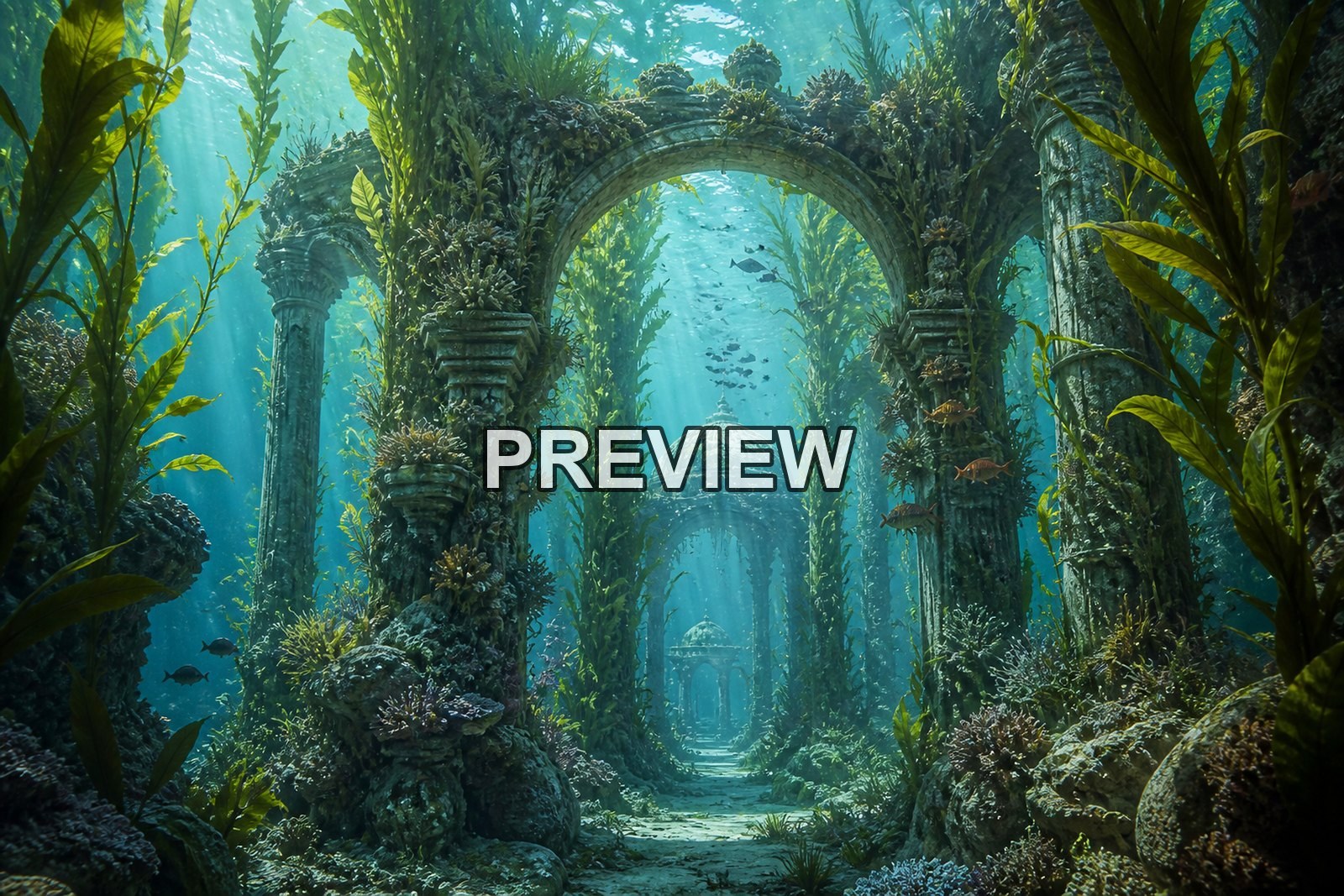 Underwater Worlds and Sunken Temples – 10 Desktop & Phone Wallpaper Bundle – preview 5