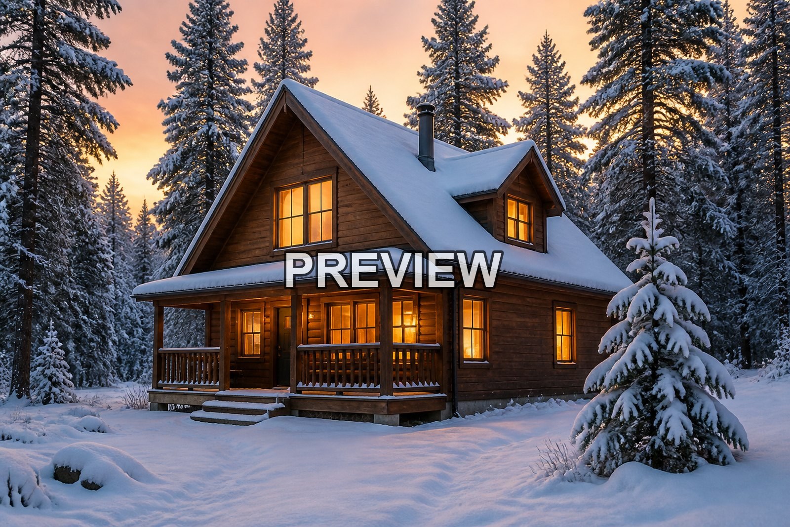 Cozy Cabins Through the Seasons – 10 Desktop & Phone Wallpaper Bundle – preview 1