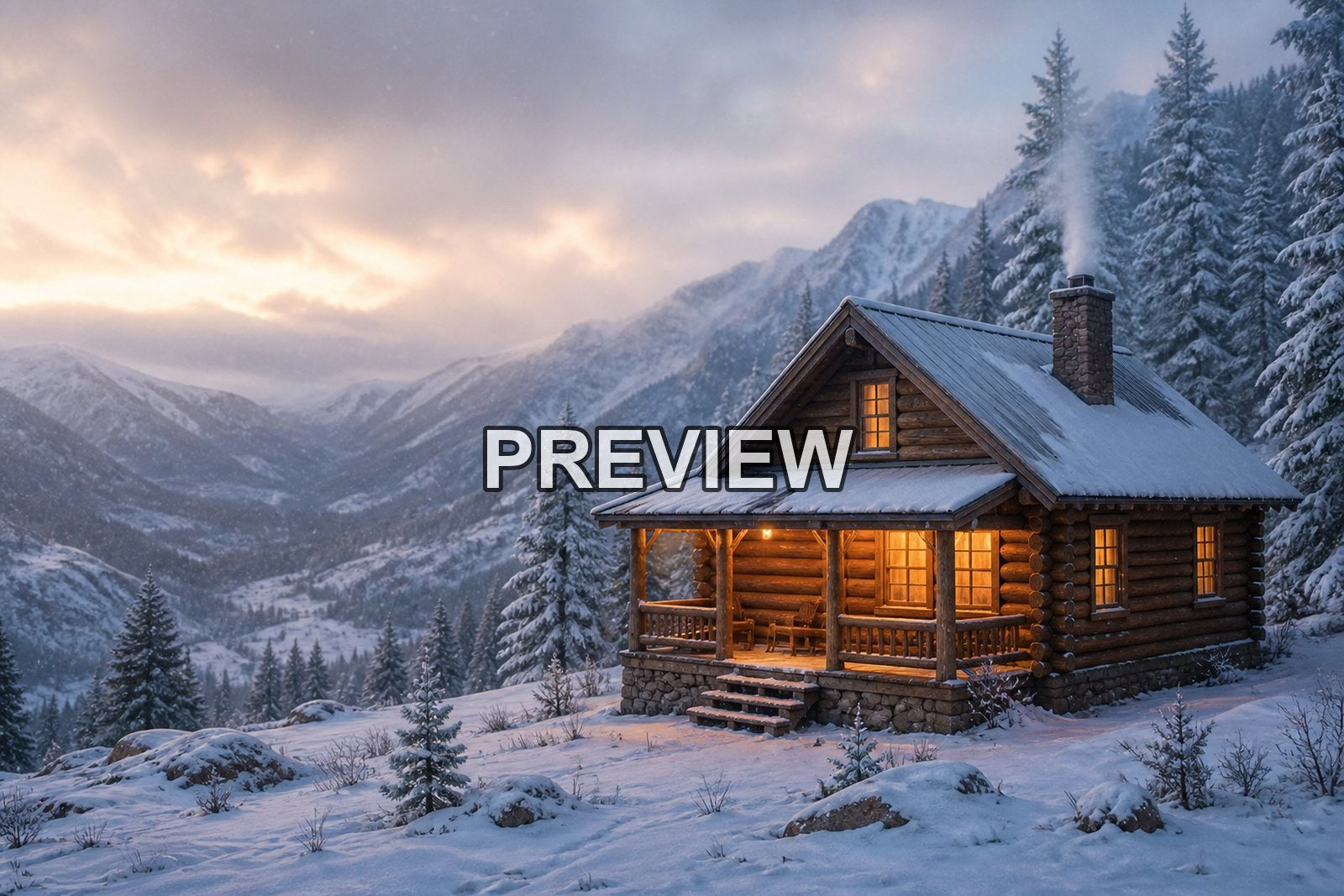 Cozy Cabins Through the Seasons – 10 Desktop & Phone Wallpaper Bundle – preview 5