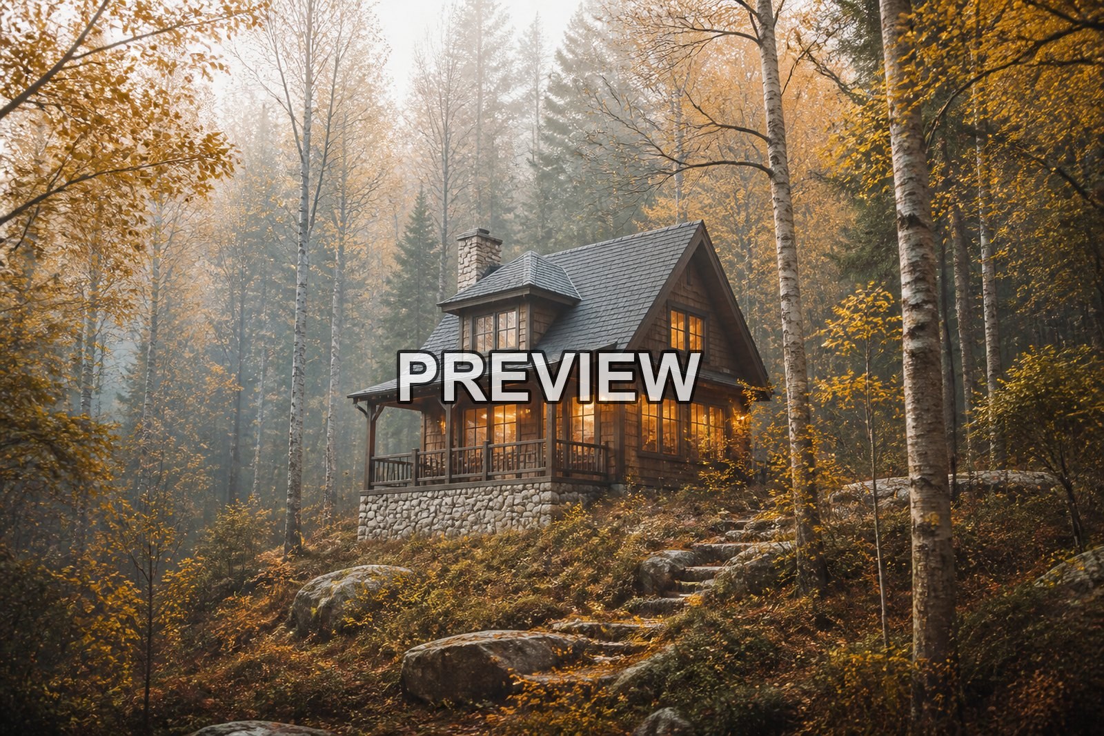 Cozy Cabins Through the Seasons – 10 Desktop & Phone Wallpaper Bundle – preview 8