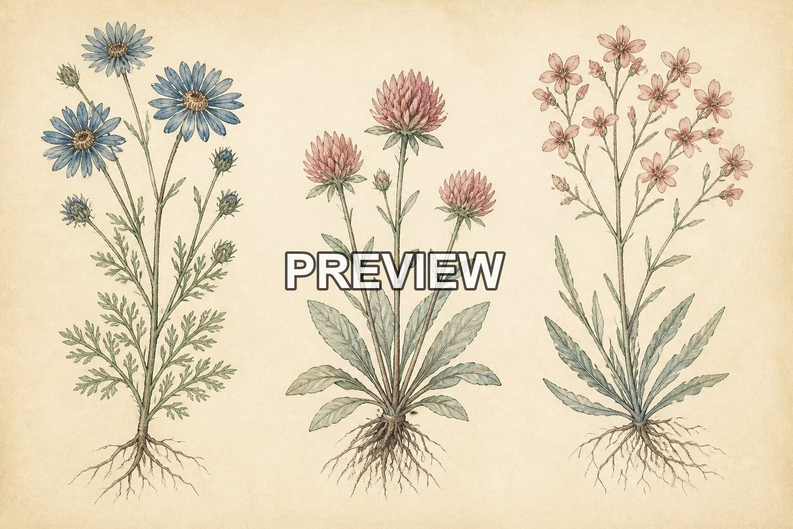 Botanical Vintage Illustrations – 10 Desktop & Phone Wallpaper Bundle – preview 2