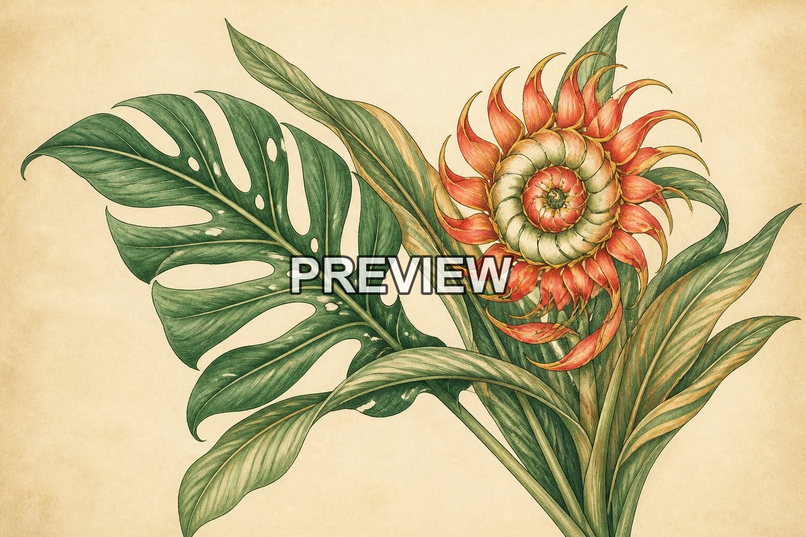 Botanical Vintage Illustrations – 10 Desktop & Phone Wallpaper Bundle – preview 10