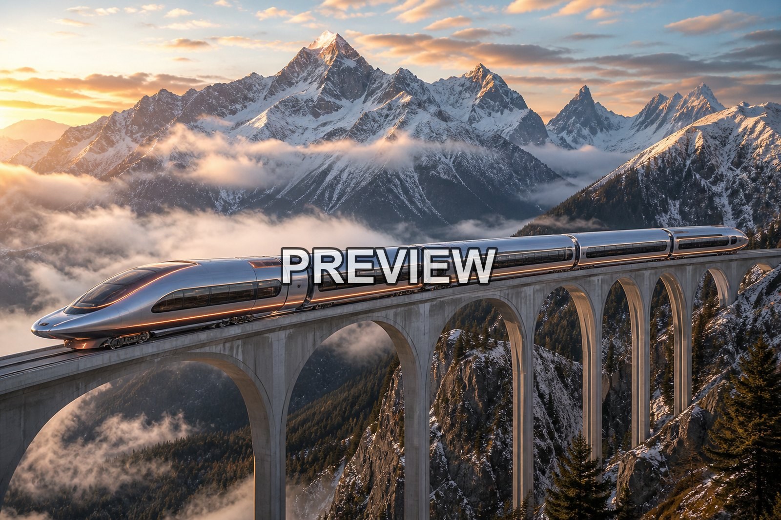 Futuristic Trains and Landscapes – 10 Desktop & Phone Wallpaper Bundle – preview 1