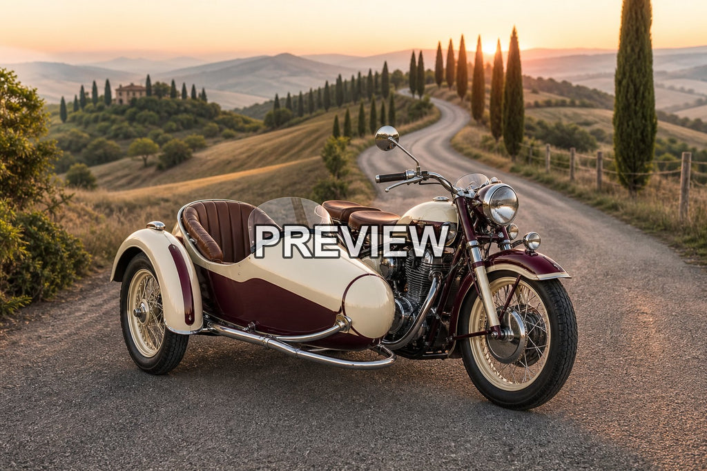 Vintage Motorcycle Sidecars on Country Roads – 10 Desktop & Phone Wallpaper Bundle – preview 1