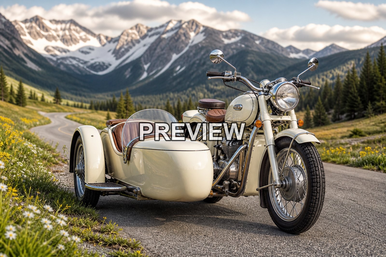 Vintage Motorcycle Sidecars on Country Roads – 10 Desktop & Phone Wallpaper Bundle – preview 6