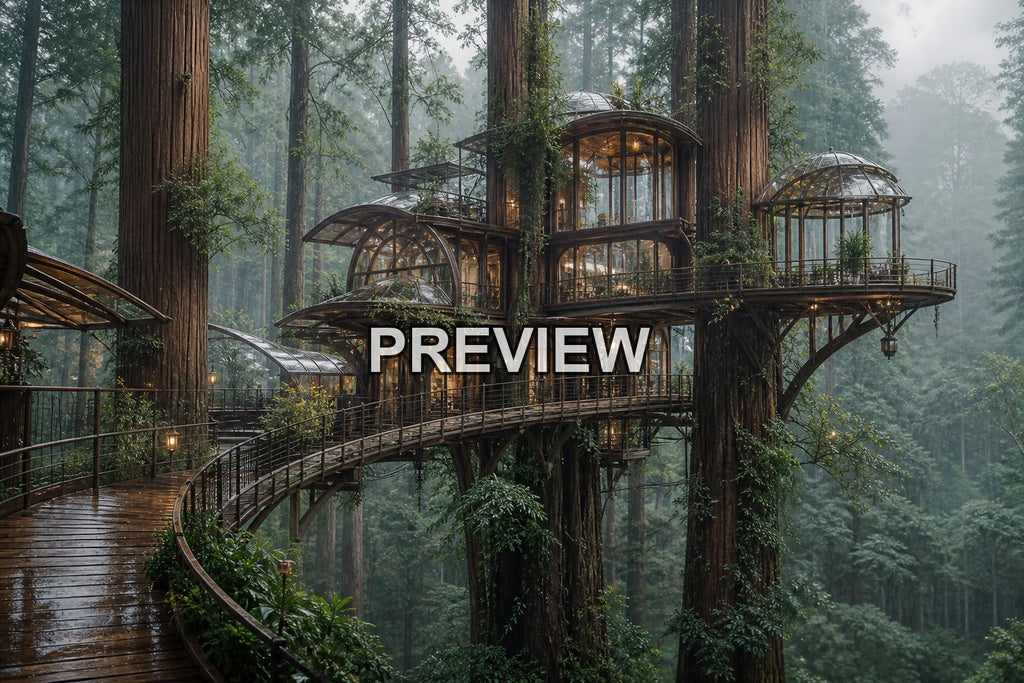 Treehouses in Magical Forests – 10 Desktop & Phone Wallpaper Bundle – preview 2