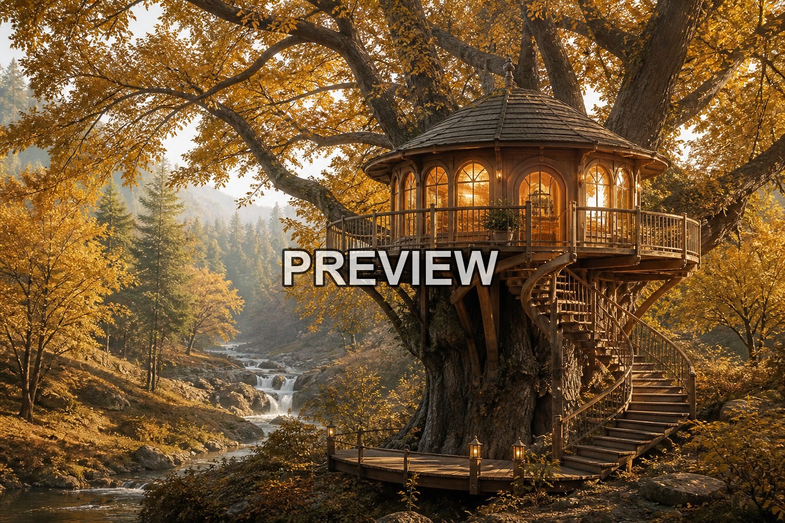 Treehouses in Magical Forests – 10 Desktop & Phone Wallpaper Bundle – preview 3