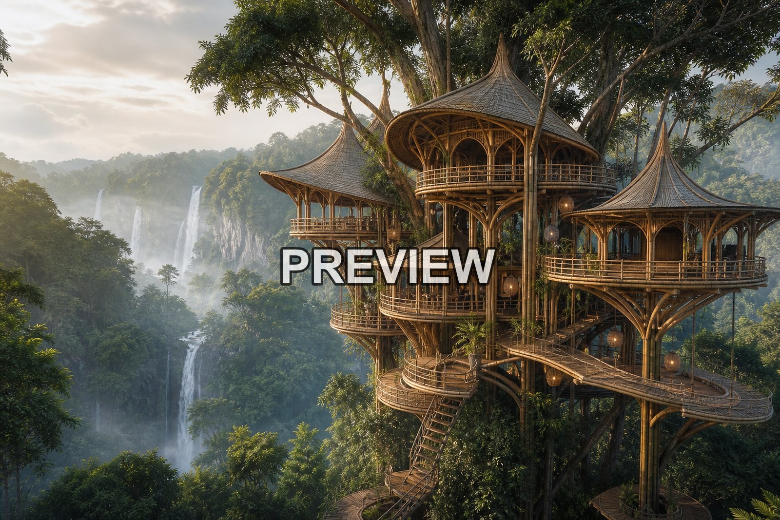 Treehouses in Magical Forests – 10 Desktop & Phone Wallpaper Bundle – preview 5