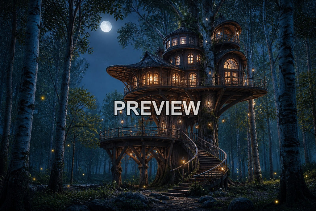 Treehouses in Magical Forests – 10 Desktop & Phone Wallpaper Bundle – preview 6
