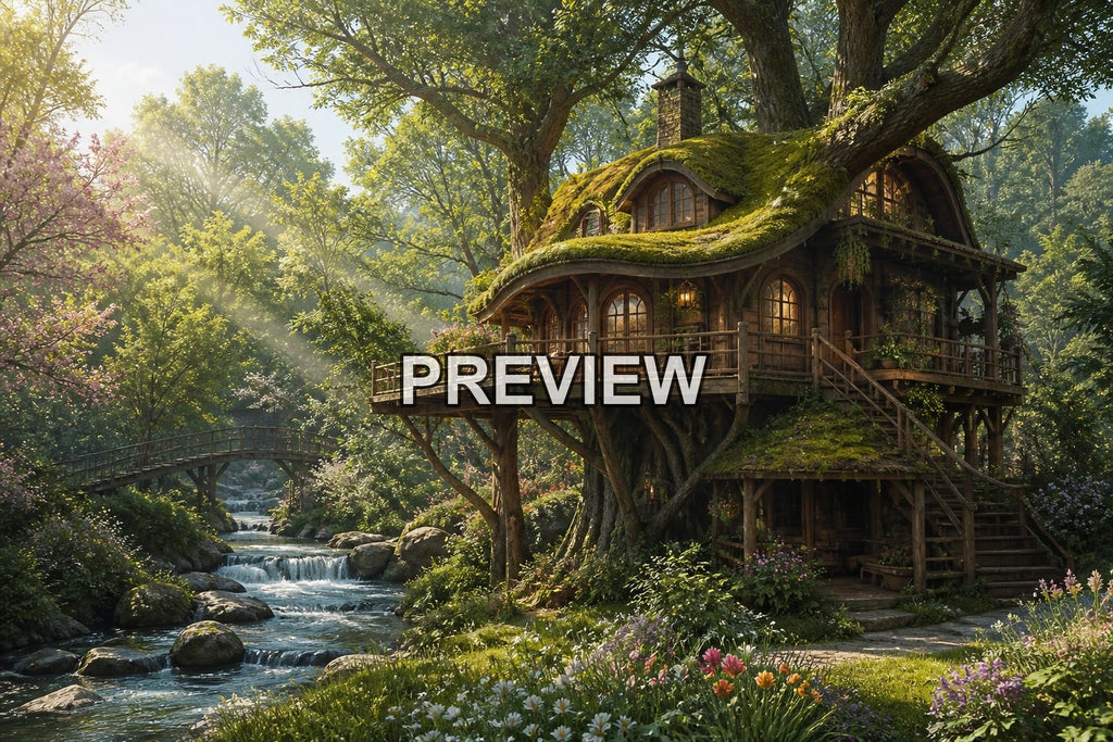 Treehouses in Magical Forests – 10 Desktop & Phone Wallpaper Bundle – preview 7