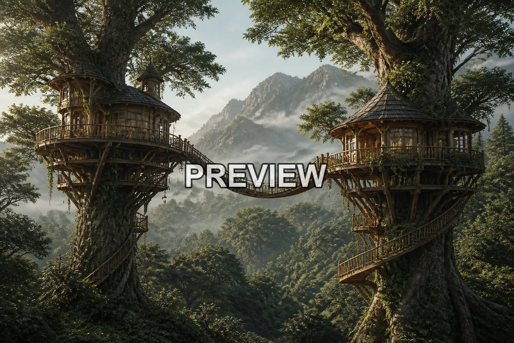 Treehouses in Magical Forests – 10 Desktop & Phone Wallpaper Bundle – preview 9