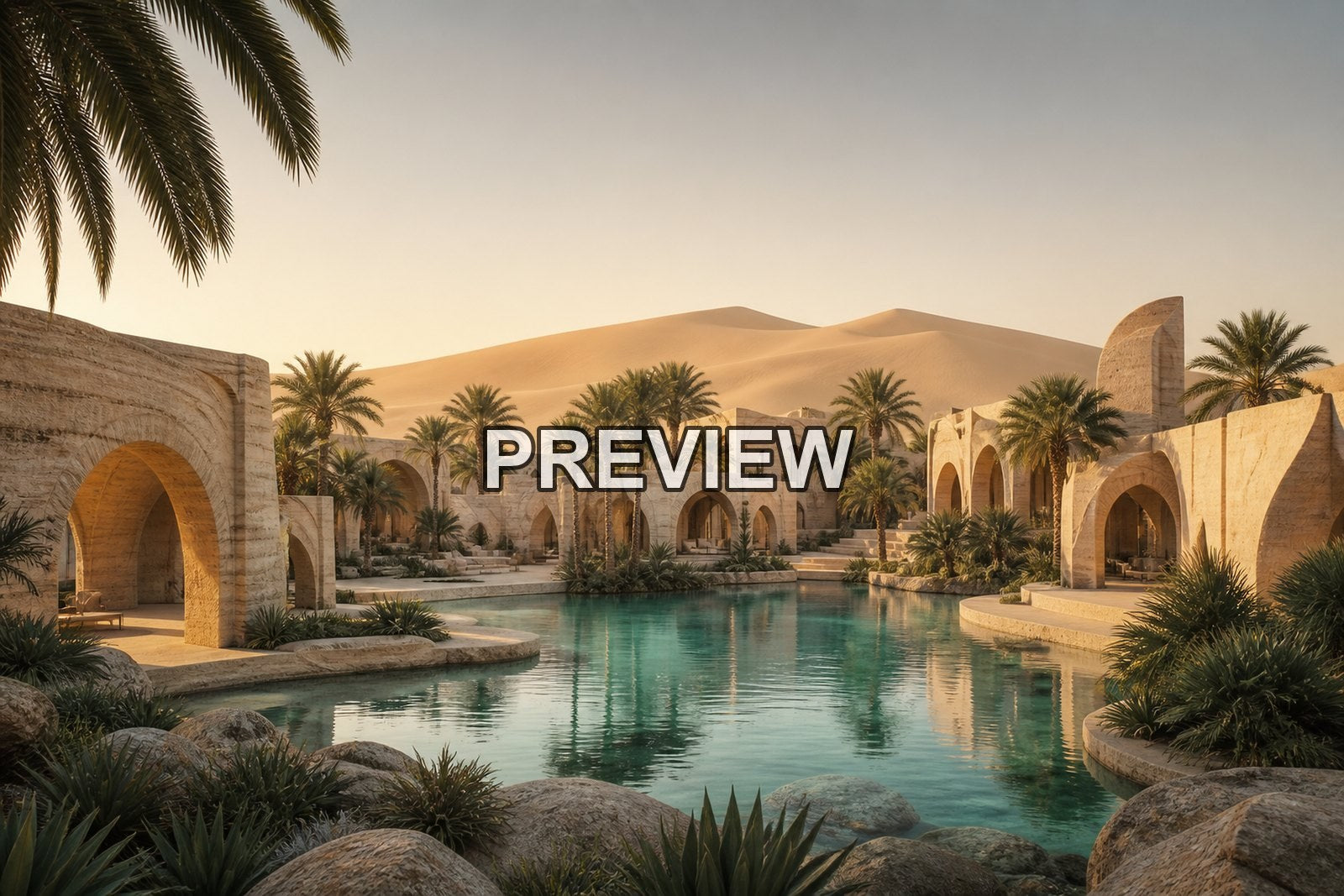 Desert Oases and Architecture – 10 Desktop & Phone Wallpaper Bundle – preview 1