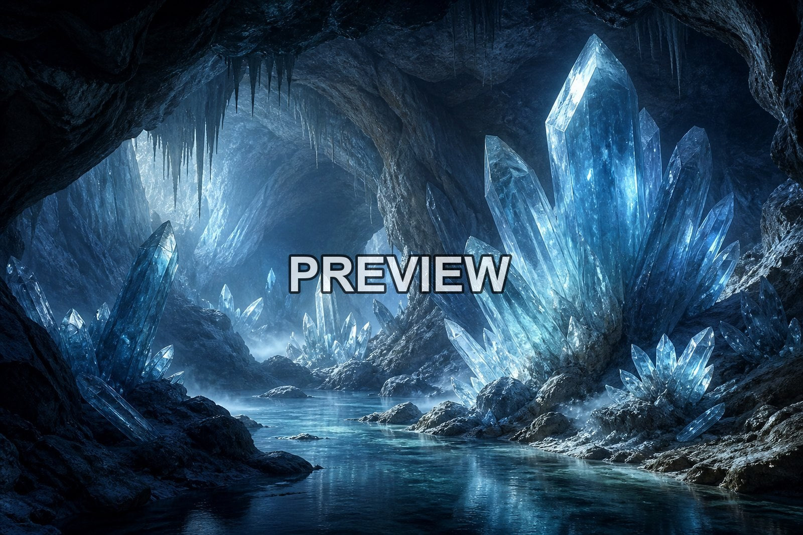Fantasy Crystal Caves – 10 Desktop & Phone Wallpaper Bundle – preview 1