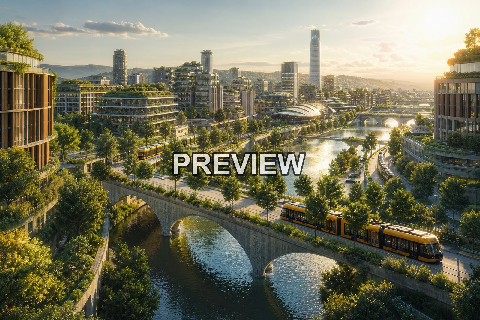 Green Solarpunk Cities – 10 Desktop & Phone Wallpaper Bundle – preview 4