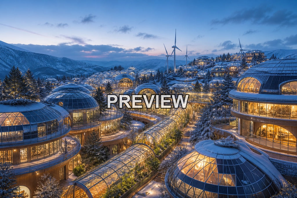 Green Solarpunk Cities – 10 Desktop & Phone Wallpaper Bundle – preview 8