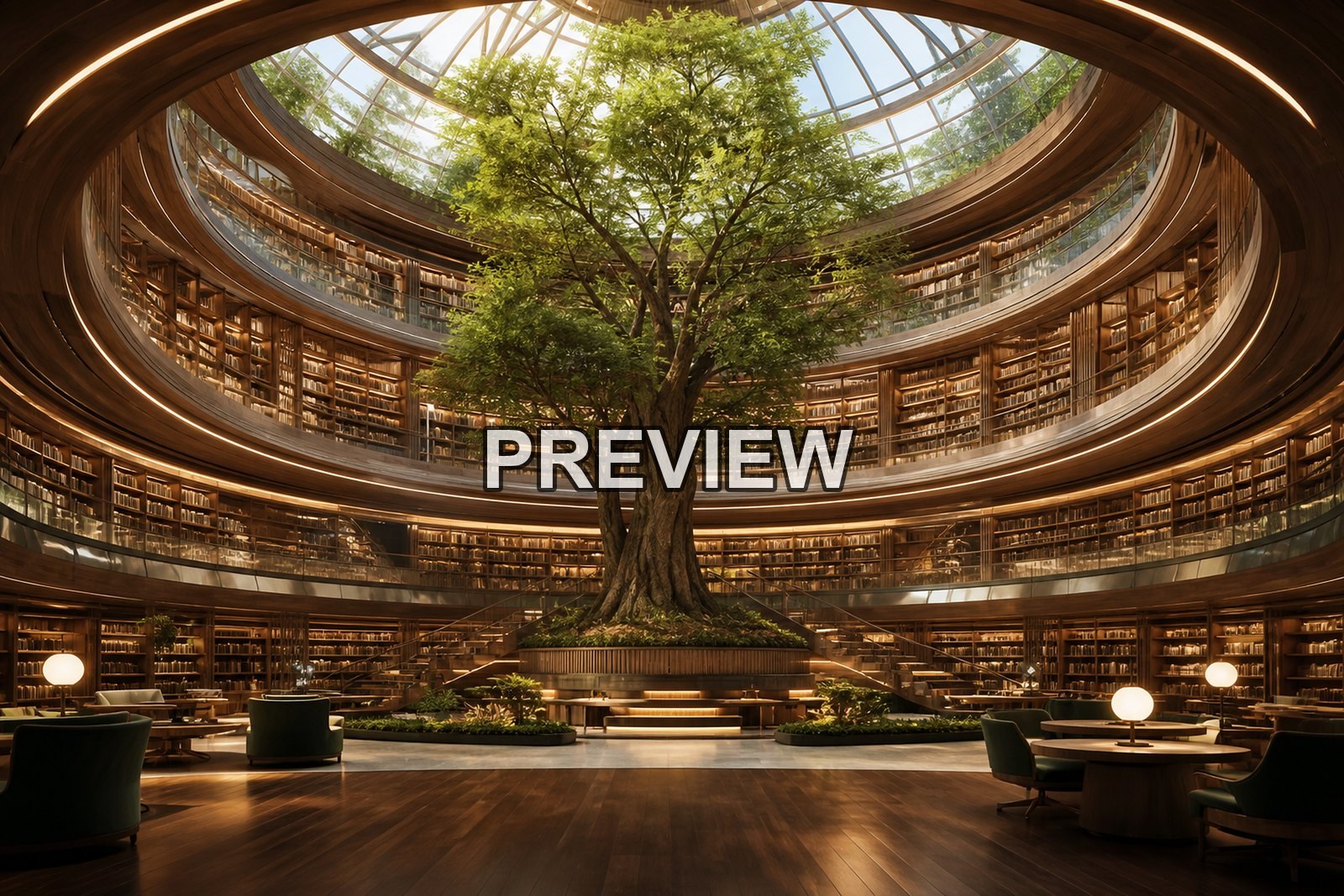 Futuristic Libraries – 10 Desktop & Phone Wallpaper Bundle – preview 1