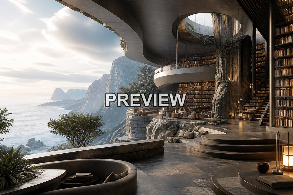 Futuristic Libraries – 10 Desktop & Phone Wallpaper Bundle – preview 2