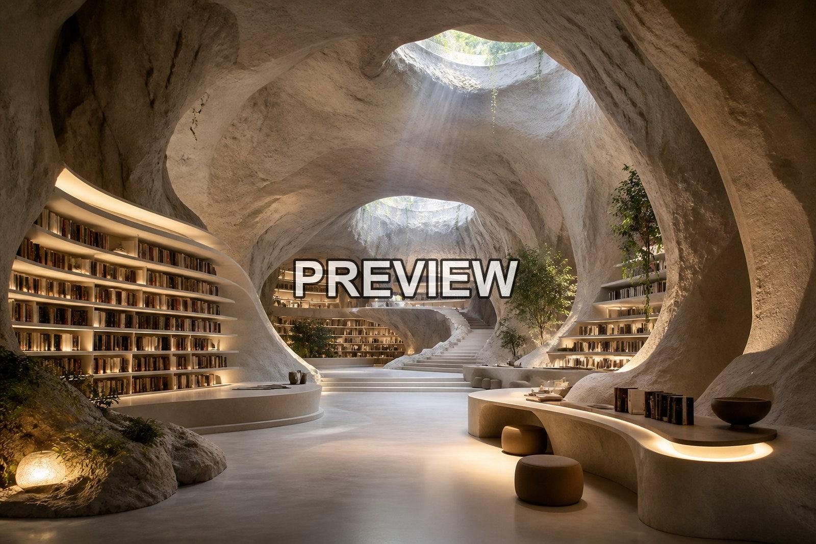 Futuristic Libraries – 10 Desktop & Phone Wallpaper Bundle – preview 3