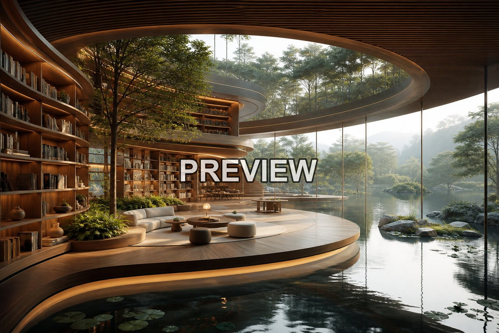 Futuristic Libraries – 10 Desktop & Phone Wallpaper Bundle – preview 4