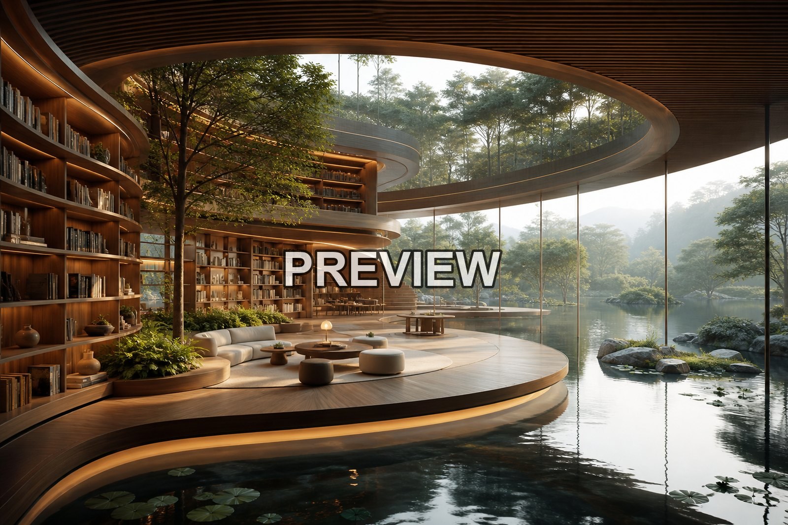 Futuristic Libraries – 10 Desktop & Phone Wallpaper Bundle – preview 4