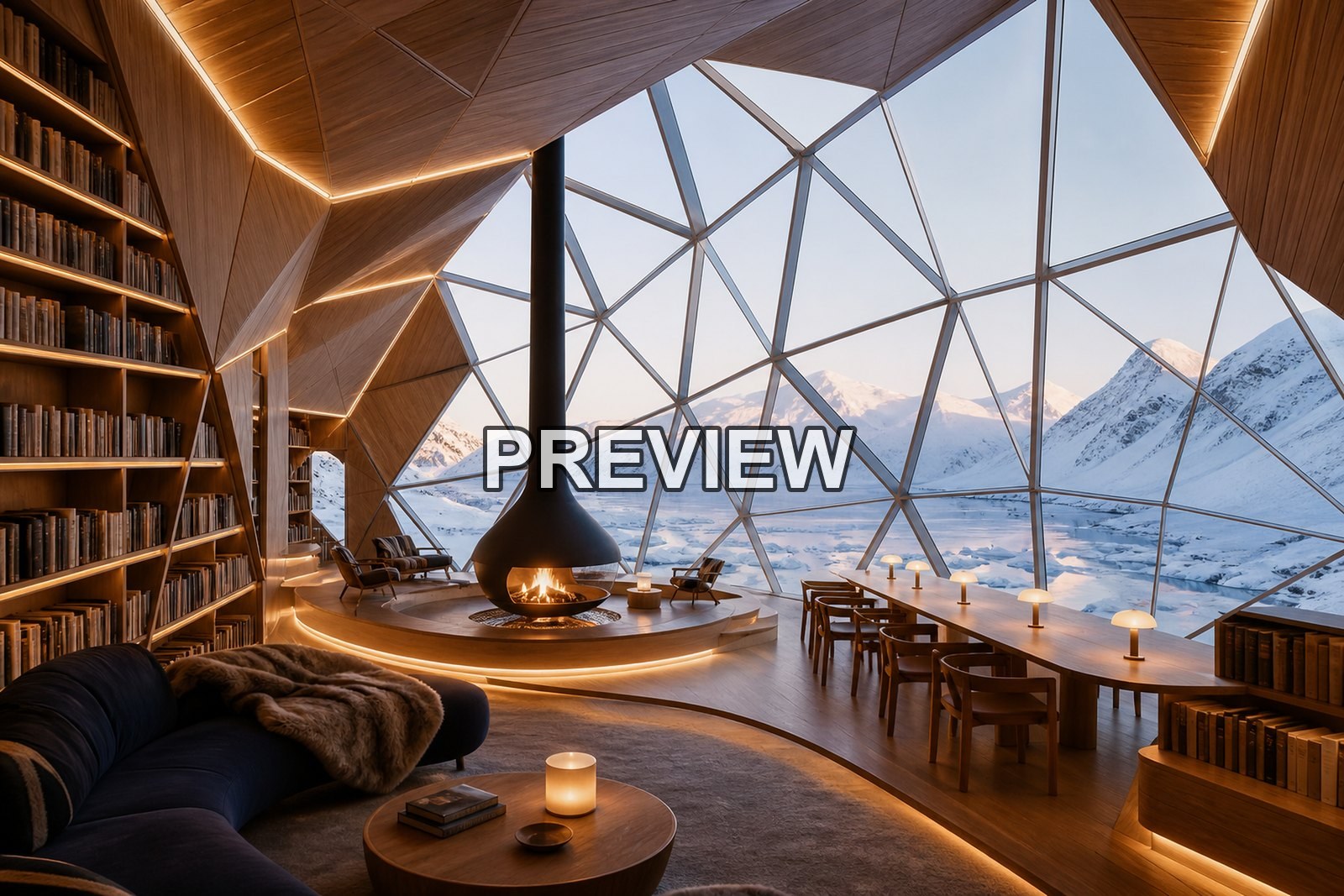 Futuristic Libraries – 10 Desktop & Phone Wallpaper Bundle – preview 5