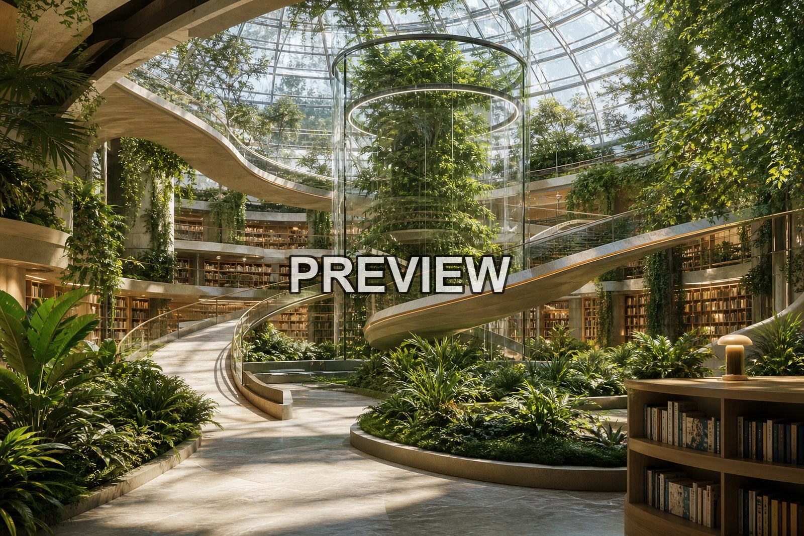 Futuristic Libraries – 10 Desktop & Phone Wallpaper Bundle – preview 9