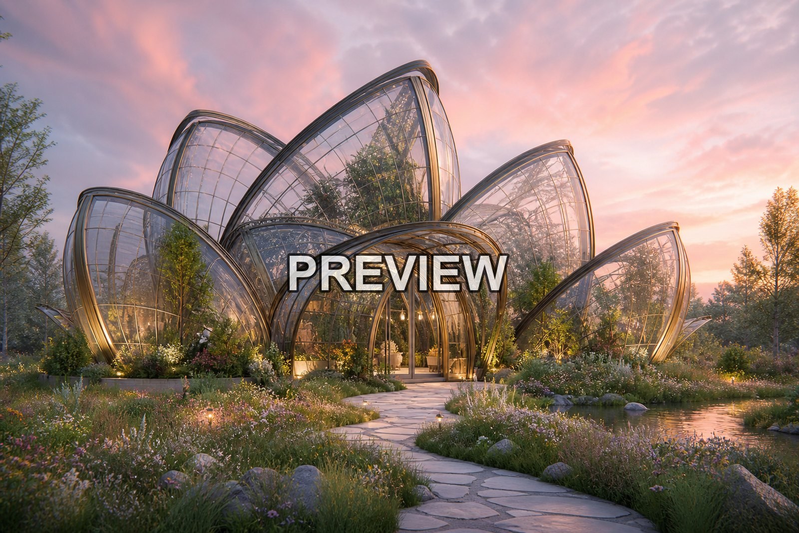 Dreamlike Greenhouses – 10 Desktop & Phone Wallpaper Bundle – preview 10