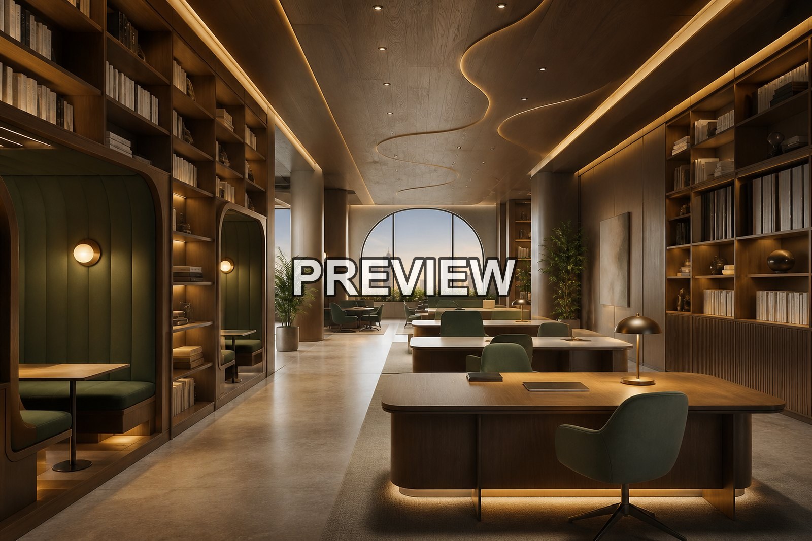 Futuristic Offices – 10 Desktop & Phone Wallpaper Bundle – preview 5