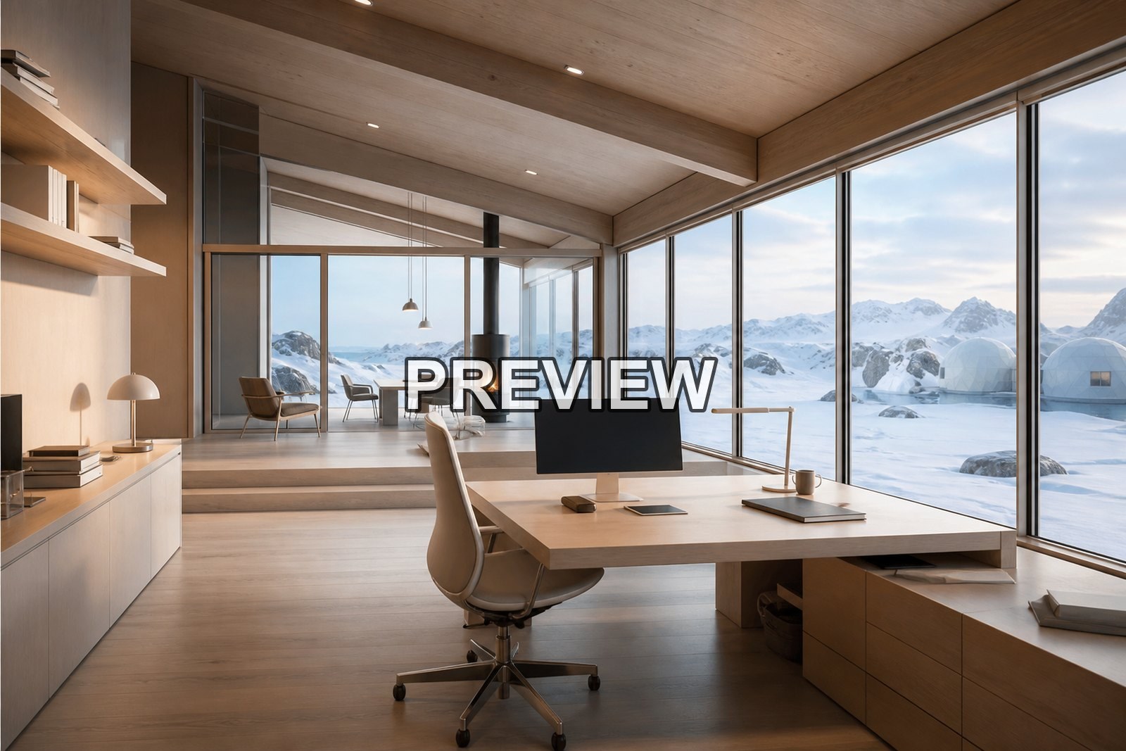 Futuristic Offices – 10 Desktop & Phone Wallpaper Bundle – preview 6