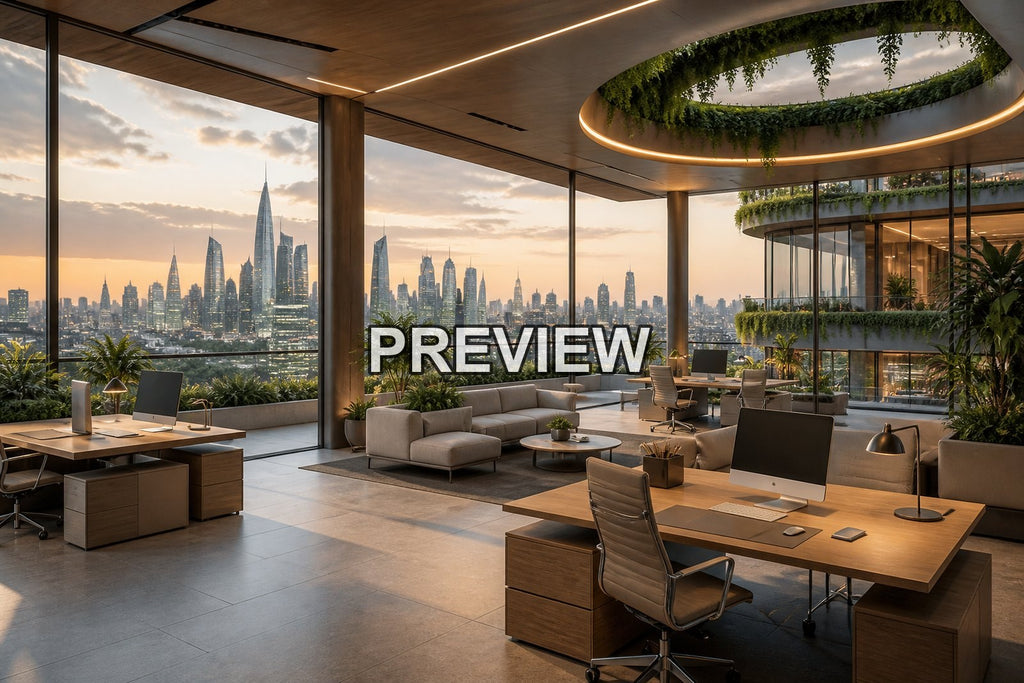 Futuristic Offices – 10 Desktop & Phone Wallpaper Bundle – preview 7