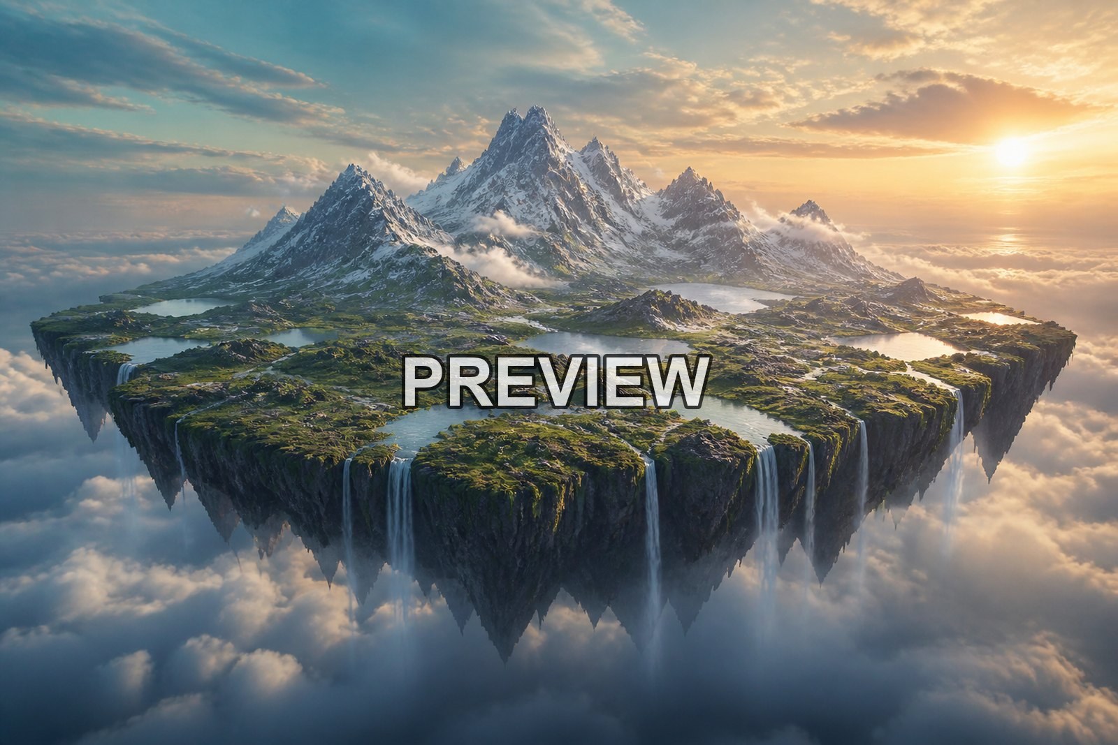 Floating Islands – 10 Desktop & Phone Wallpaper Bundle – preview 1