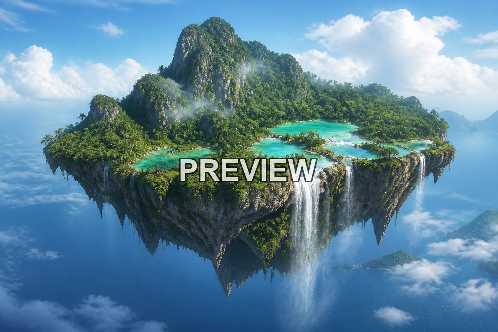 Floating Islands – 10 Desktop & Phone Wallpaper Bundle – preview 4